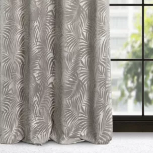 Zasłona welwetowa beżowa z trójwymiarowym wzorem liści 140x250 cm przelotka - LIVIA