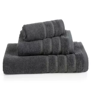 Ręcznik do rąk 30x50 cm bawełniany kolor stalowy w błyszczące paseczki AMIRA