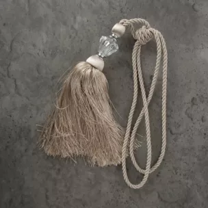 Dekoracyjny sznur do zasłon VILLIA zdobiony kryształem i puszystym chwostem