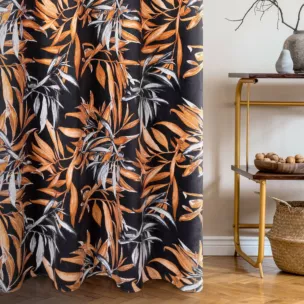 Zasłona welwetowa czarno, ruda w stylu botanic 140x250 cm przelotka - ZOJA - Pierre Cardin