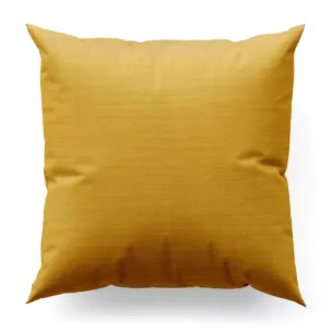 Poszewka szyta musztardowa z miękkiej tkaniny o naturalnym splocie w stylu ekologicznym