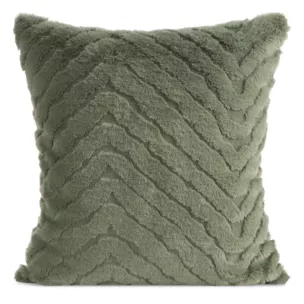 Poszewka na poduszkę 45x45 cm futrzana oliwkowa zdobiona efektem 3D KATE