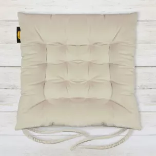 Poduszka na krzesło 40 x 40 x 6 cm dwustronna welwetowa jasnobeżowa z szesnastoma pikowaniami