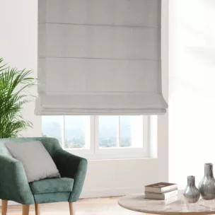 Roleta rzymska beżowa z tkaniny o naturalnym splocie z efektem melanżu