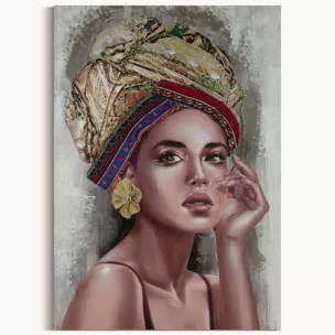 Obraz portret kobiety w turbanie ręcznie malowany na płótnie