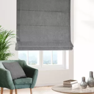 Roleta rzymska stalowa z miękkiej matowej tkaniny szenilowej o naturalnym splocie