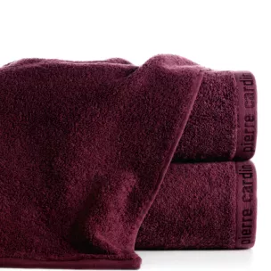 Ręcznik kąpielowy 50x90 cm bawełniany kolor burgundowy z żakardową bordiurą 430 g/m2 EVI Pierre Cardin