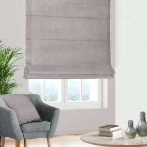 Roleta rzymska ciemnobeżowa z miękkiej welwetowej tkaniny z połyskiem