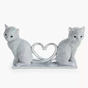 Figurka srebrna w kształcie uroczych kotków o drobnym strukturalnym wzorze 22x7x12 cm ELDO