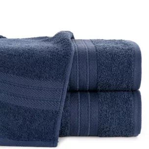 Ręcznik kąpielowy 50x90 cm bawełniany kolor granatowy z żakardową bordiurą 500 g/m2 KAYA