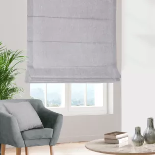 Roleta rzymska srebrna z miękkiej w dotyku tkaniny szenilowej