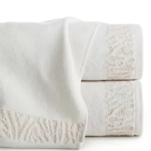 Ręcznik do rąk 30x50 cm bawełniany kolor biały z ozdobną błyszczącą bordiurą 500 g/m2 MARGO