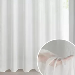 Firana kremowa o strukturze drobnego deszczyku wzór poziomy 350x250 cm przelotka REBECCA