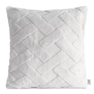 Poszewka na poduszkę 45x45 cm srebrna z miękkiego pluszu zdobiona wypukłym wzorem CARO DESIGN 91