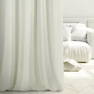 Zasłona szyta na taśmie 5 cm CANDY kremowa z tkaniny z strukturalnym spolotem