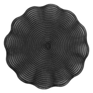 Podkładka okrągła na stół czarna średnica 38 cm JUNE pleciona o falistych brzegach