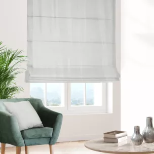 Roleta rzymska kremowa z tkaniny z mieszanką lnu i wiskozy, w stylu eko, z delikatnym połyskiem