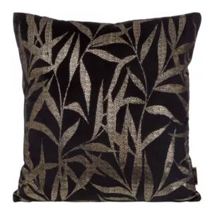Poszewka z miękkiego welwetu ze złocistym nadrukiem liści