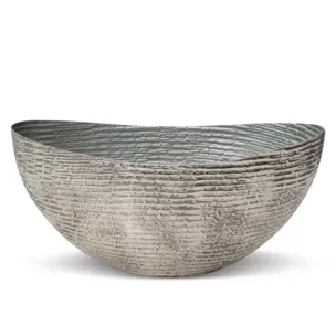Metalowa misa PARI 1 w prążki srebrna