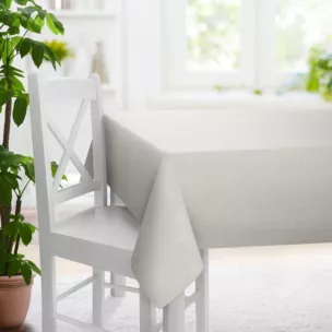 Obrus szyty jasnosrebrny z tkaniny w stylu eko o naturalnym splocie