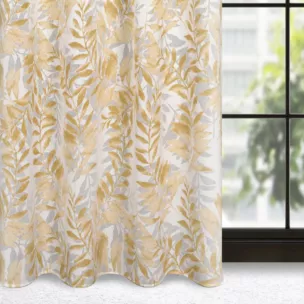 Zasłona naturalna w musztardowe liście 140x250 cm przelotka - HARIET