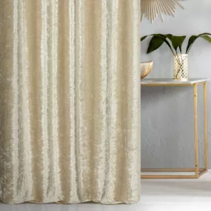 Zasłona szyta na taśmie fala kremowa z miękkiej tkaniny welwetowej z efektem kreszowania