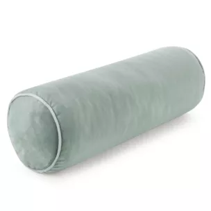 Poduszka dekoracyjna wałek 15 x 45 cm welwetowa szałwiowa zdobiony kontrastującą lamówką GAJA