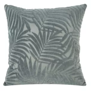 Poszewka na poduszkę 40x40 cm z miękkiego welwetu oliwkowa z wytłaczanym wzorem liści LIVIA