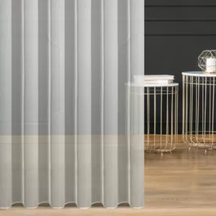 Firana szyta na taśmie 5 cm kremowa z delikatnej tkaniny z efektem deszczyku, wykończona obciążnikiem