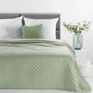 Narzuta welwetowa jasnozielona 200x220 cm pikowana metodą hot press SOFIA 4 Eurofirany Premium