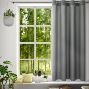 Zasłona grafitowa z matowej gładkiej tkaniny 140x175 cm przelotka - RITA