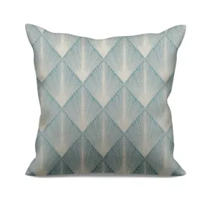 Poszewka szyta miętowo złota z tkaniny w elegancki geometryczny wzór z błyszczącą nicią