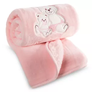 Koc dziecięcy 80x110 cm różowy z uroczą aplikacją BABY 3 Pierre Cardin
