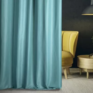 Zasłona szyta na taśmie 5 cm LUXOR turkusowa z eleganckiej lśniącej tkaniny o drobnym splocie