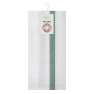 Komplet ściereczek kuchennych 2szt 50x70 cm bawełniany kolor zielony w pasy 200 g/m2 SOFIA