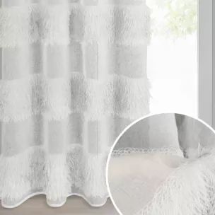 Firana kremowa z etaminy zdobiona moherową nicią 140x250 cm przelotka MARGARET