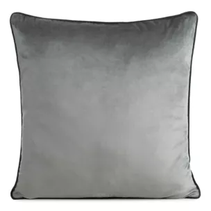 Poszewka na poduszkę 60x60 cm welwetowa kolor stalowy o delikatnym połysku z ozdobną lamówką GAJA 2