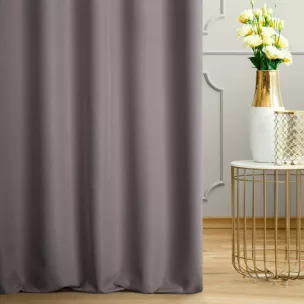 Zasłona szyta na flexach STILLO grafitowa o naturalnym charakterze, z widocznym, ozdobnym splotem