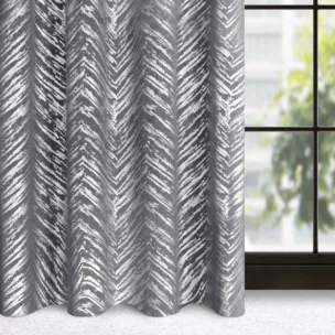 Zasłona stalowa z błyszczącym złotym nadrukiem z welwetu 140x250 cm przelotka SARA