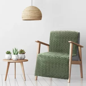 Narzuta na fotel-koc 70x160 cm ciemnooliwkowy miękka i miła w dotyku z wytłaczanym wzorem 3D CINDY 6 Design 91