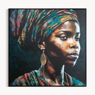 Obraz drukowany na płótnie portret tajemniczej kobiety z kolorowym turbanem