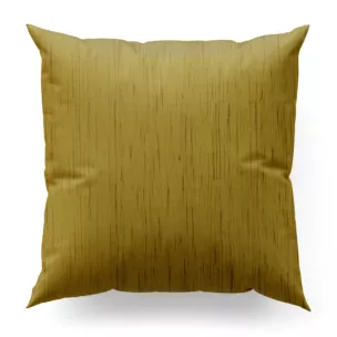 Poszewka szyta musztardowa z tkaniny welwetowej w pionowe prążki, wykończona obciążnikiem