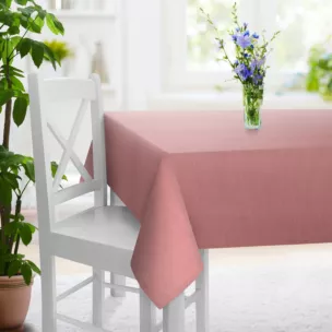 Obrus na wymiar wrzosowy z miękkiej tkaniny o naturalnym splocie w stylu ekologicznym