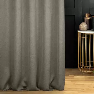 Zasłona szyta na taśmie 5 cm popielata z eleganckiej błyszczącej tkaniny