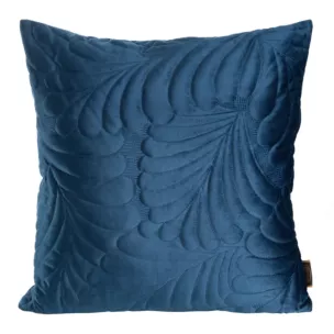 Poszewka na poduszkę 45x45 cm welwetowa, granatowa pikowana we wzór liści RIA 4 Eurofirany Premium