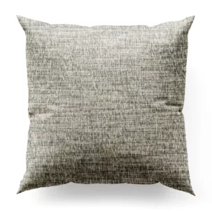 Poszewka szyta szarobeżowa z tkaniny w stylu eko o naturalnym splocie, z efektem melanżu, wykończona obciążnikiem