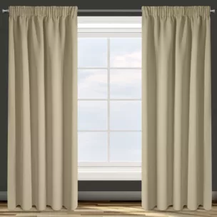 Zasłona beżowa z gładkiej tkaniny zaciemniającej typu - BLACKOUT 135x270 cm taśma - PARISA - Design 91