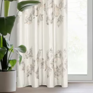 Zasłona kremowo, złota z błyszczącym nadrukiem z welwetu 140x250 cm przelotka - IDALIA