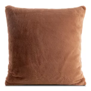 Poszewka na poduszkę 60x60 cm jasnobrązowa z miękkiej futrzanej tkaniny NINA
