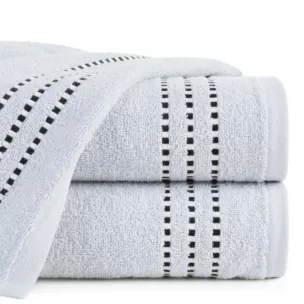 Ręcznik kąpielowy 70x140 cm bawełniany kolor srebrny z ozdobnym stębnowaniem na bordiurze 500 g/m2 FIORE